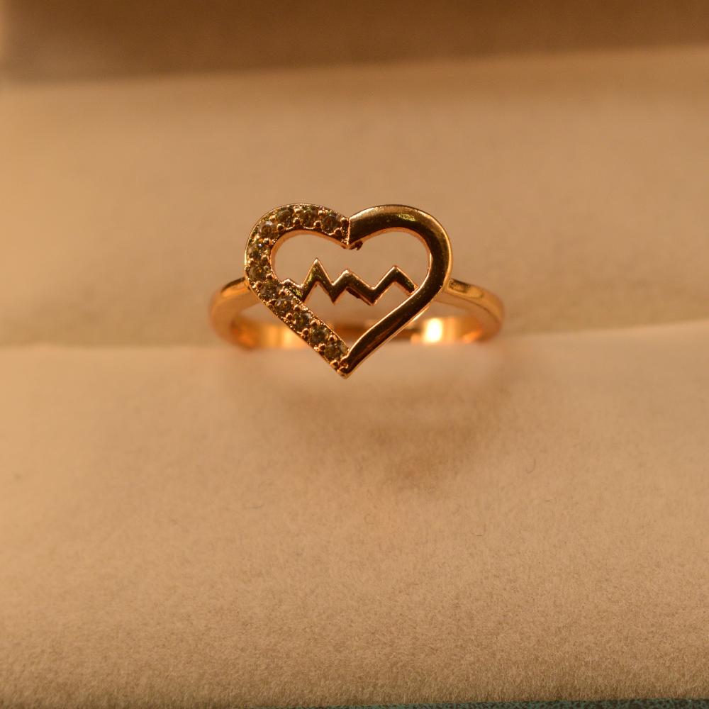 Fancy Heartbeat Design Crystal Stones Ring for Girls/Women