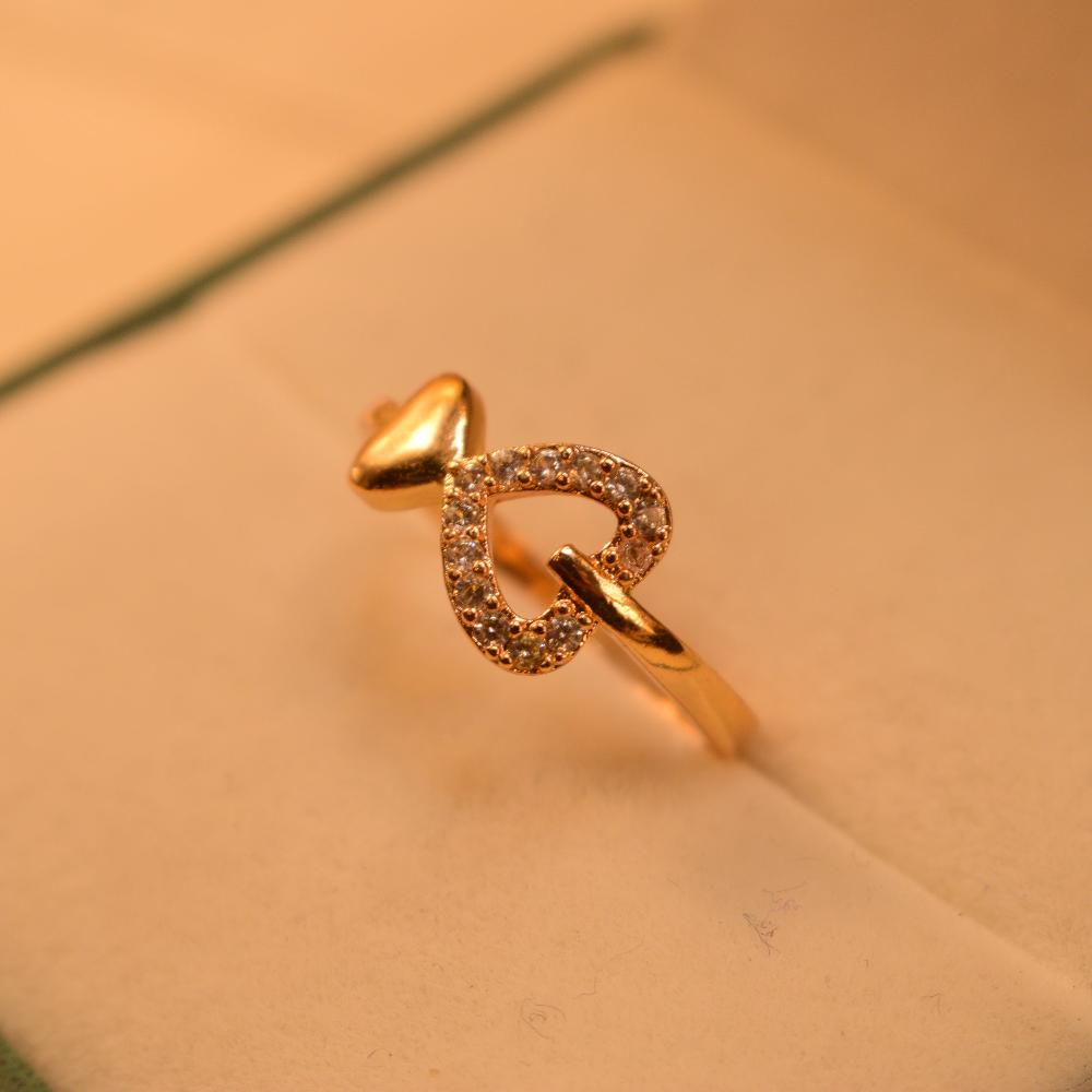 Fancy Double Heart Design 24K Gold Plated Ring for Girls/Women