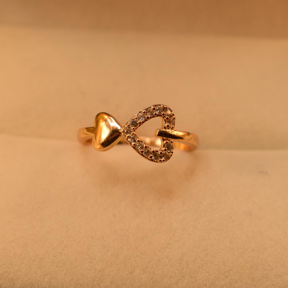Fancy Double Heart Design 24K Gold Plated Ring for Girls/Women