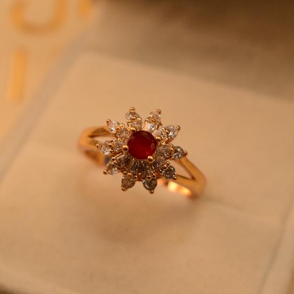 Gorgeous Flower Design Real Stones Ring For Girls/Women
