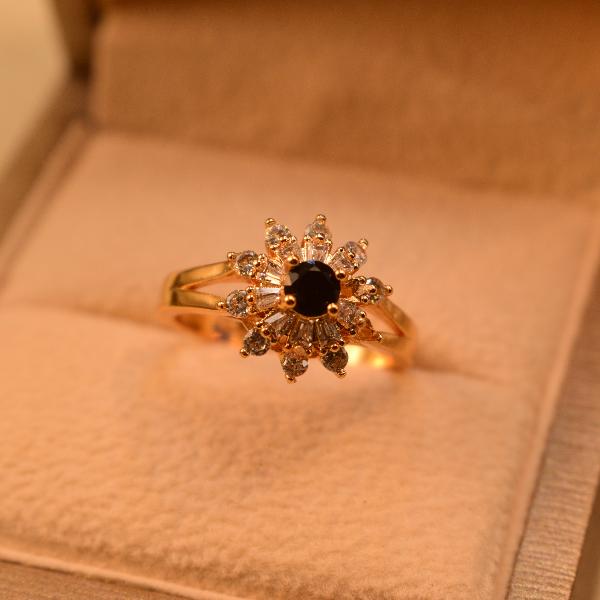 Gorgeous Flower Design Real Stones Ring For Girls/Women