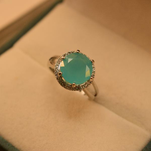 Beautiful Unique Real Stone Silver Ring For Girls/Women