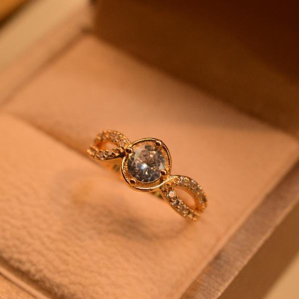 Luminous Real Stone Gold Plated Ring For Girls/Women