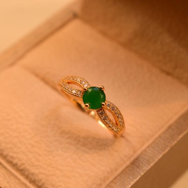 Elegant Unique Real Stone Gold Plated Ring For Girls/Women