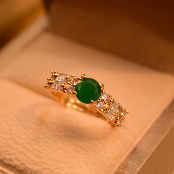 Goregous Stylish Real Stone Gold Plated Ring For Girls/Women