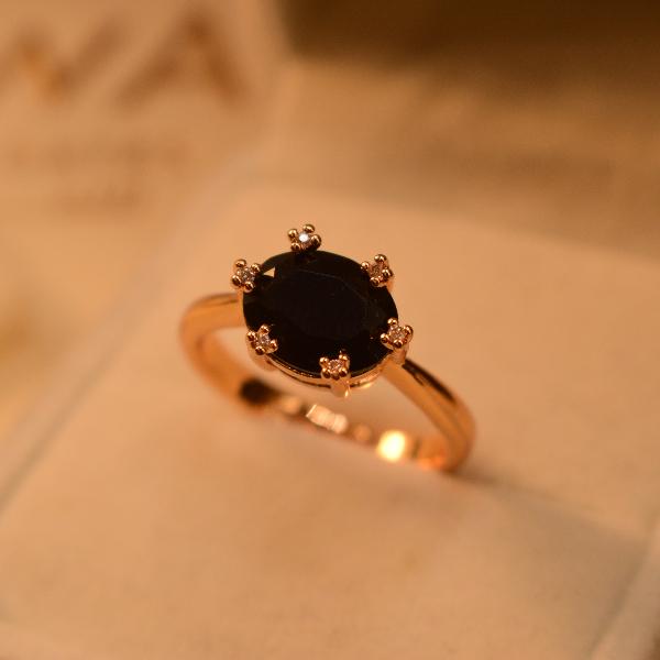 Luxury Unique Design Real Stone Gold Plated Ring For Girls/Women
