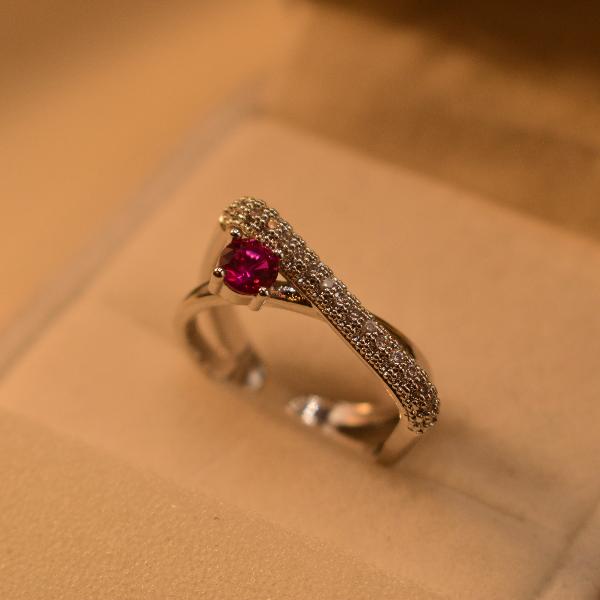 Beautiful Unique Design Real Stone Silver Ring For Girls/Women