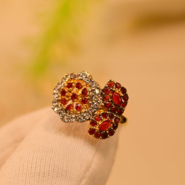 Glamorous Flower Design Real Stones Ring For Girls/Women