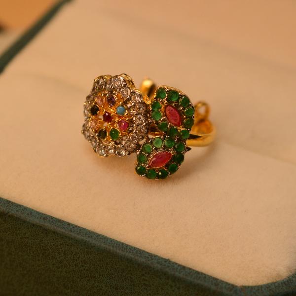 Glamorous Flower Design Real Stones Ring For Girls/Women