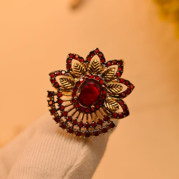 Stylish Luminous Design Real Stones Gold Plated Ring For Girls/Women