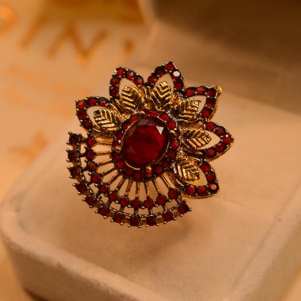 Stylish Luminous Design Real Stones Gold Plated Ring For Girls/Women