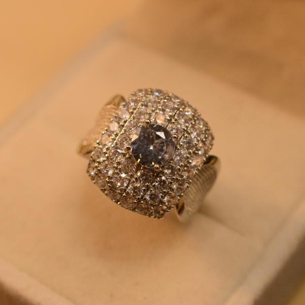 Fancy Unique Design Real Stone Silver Ring For Girls/Women