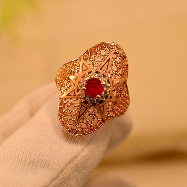Luxury Stylish Design Real Stones Gold Plated Ring For Girls/Women