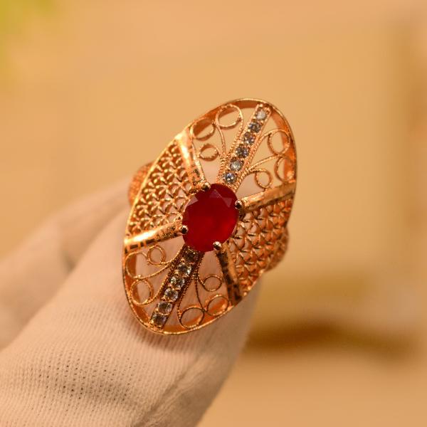 Elegant Design Real Stones Gold Plated Ring For Girls/Women