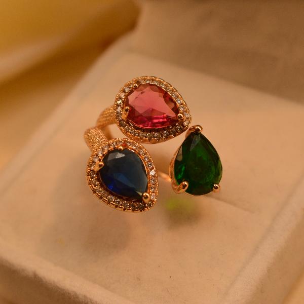 Beautiful Flower Design Multi Stones Ring For Girls/Women