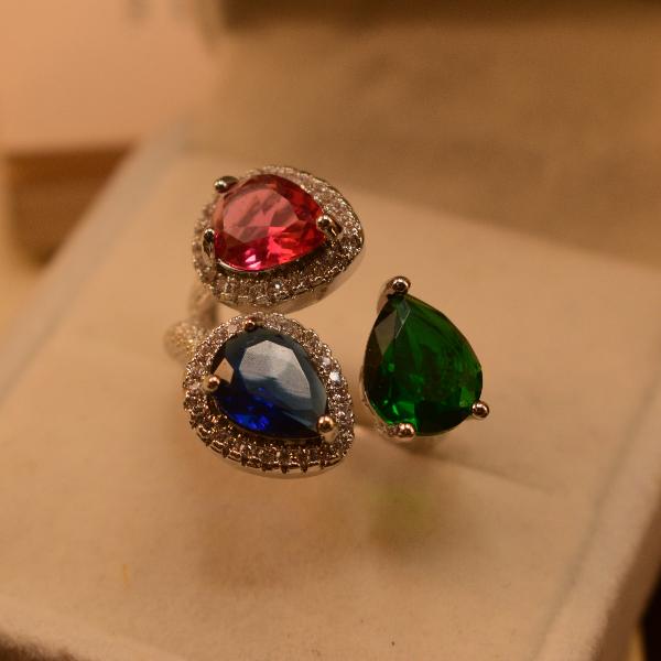 Beautiful Flower Design Multi Stones Ring For Girls/Women