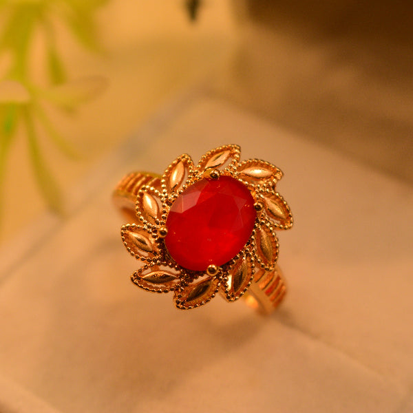 Beautiful Unique Design Gold Plated Real Stone Ring For Girls/Women