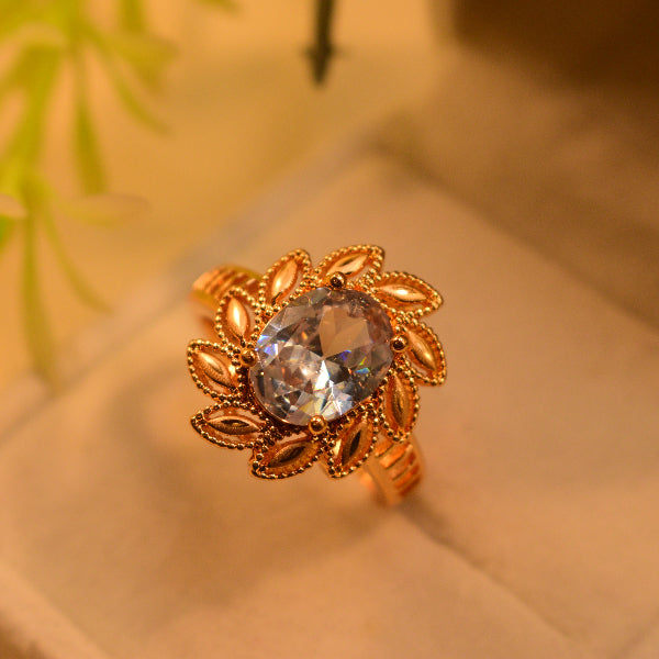 Beautiful Unique Design Gold Plated Real Stone Ring For Girls/Women
