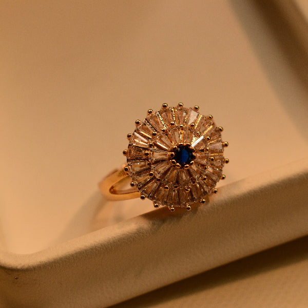 Elegant Luxury Design Gold Plated Crystal Stones Ring For Girls/Women