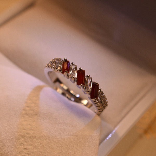 Elegant Design Silver Plated Real Stones Ring For Girls/Women