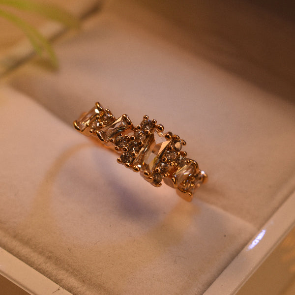 Unique Design Gold Plated Real Stones Ring For Girls/Women