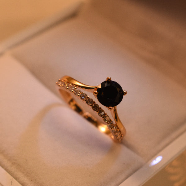 Elegant Design Gold Plated Real Stones Ring For Girls/Women