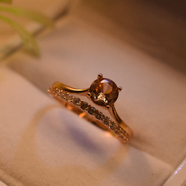Elegant Design Gold Plated Real Stones Ring For Girls/Women