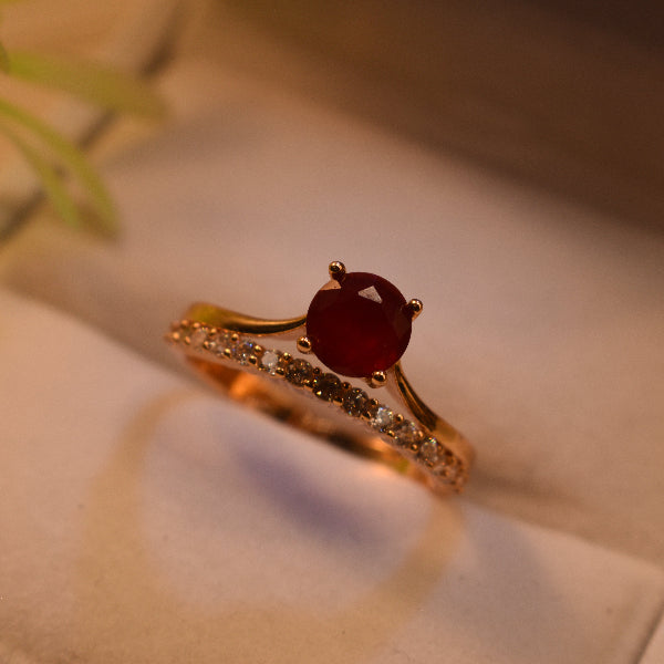 Elegant Design Gold Plated Real Stones Ring For Girls/Women