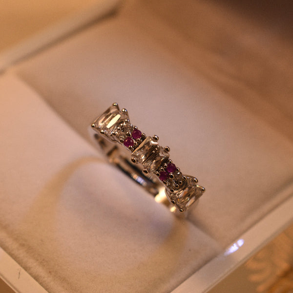 Luminous Design Silver Plated Real Stones Ring For Girls/Women