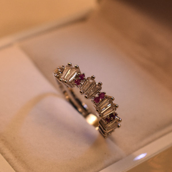 Elegant Design Silver Plated Real Stones Ring For Girls/Women