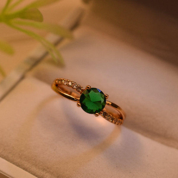 Glamorous Design Gold Plated Real Stones Ring For Girls/Women
