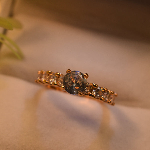 Unique Design Gold Plated Real Stones Ring For Girls/Women