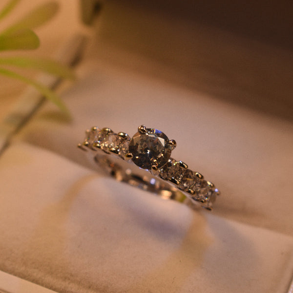 Elegant Design Silver Plated Real Stones Ring For Girls/Women