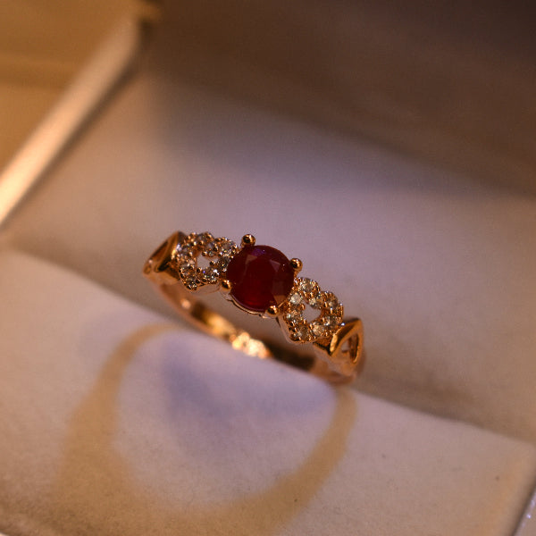 Fancy Design Gold Plated Real Stones Ring For Girls/Women