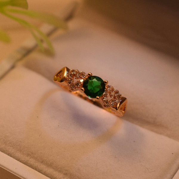 Fancy Design Gold Plated Real Stones Ring For Girls/Women