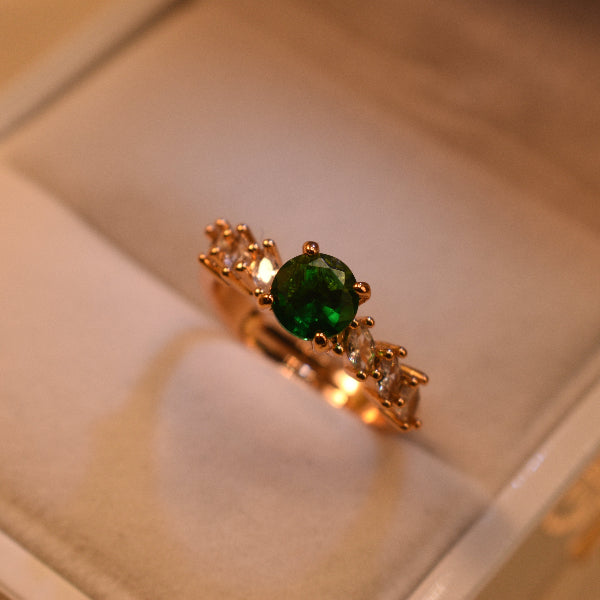 Elegant Design Gold Plated Real Stones Ring For Girls/Women