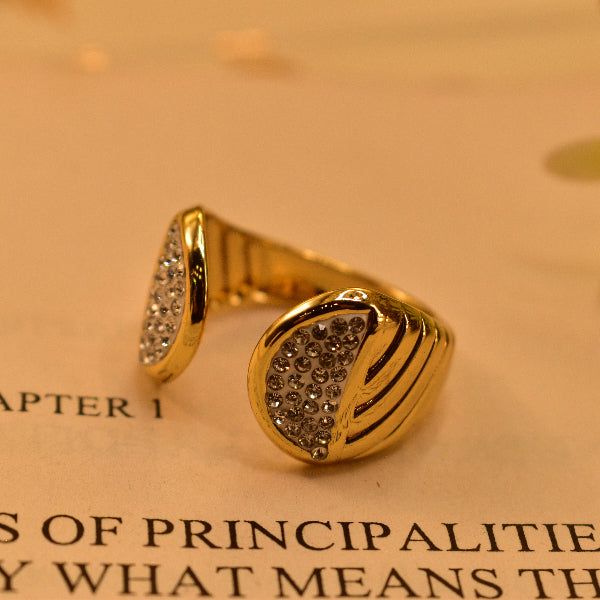 Fancy Unique Design Gold Plated Crystal Stones Ring For Girls/Women