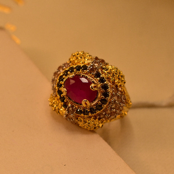 Charming Unique Design Gold Plated Crystal Stones Ring For Girls/Women