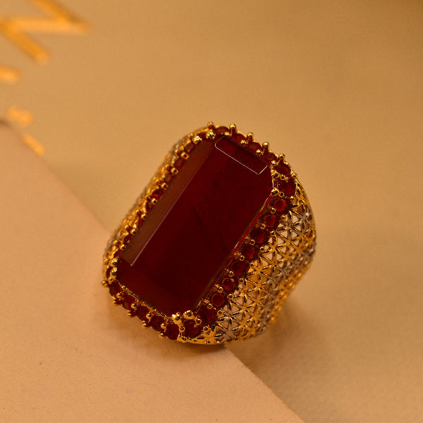 Dazzling Unique Design Gold Plated Real Stone Ring For Girls/Women