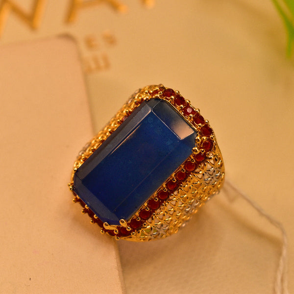 Dazzling Unique Design Gold Plated Real Stone Ring For Girls/Women