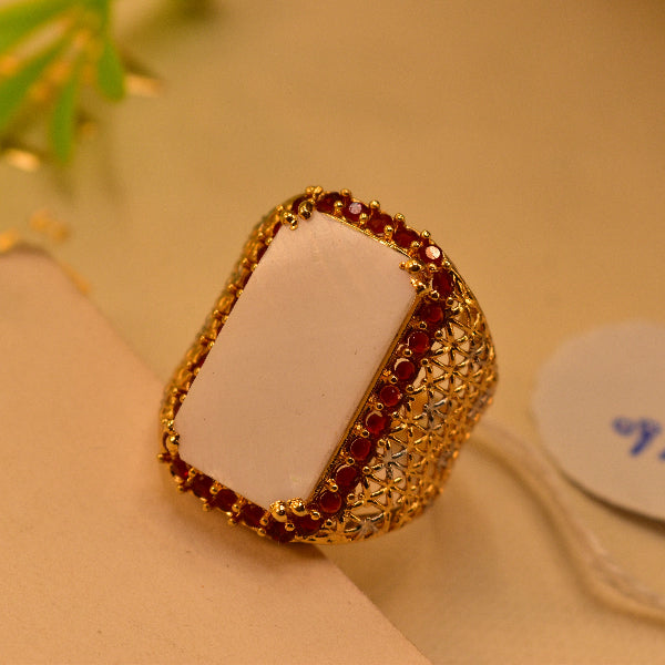 Dazzling Unique Design Gold Plated Real Stone Ring For Girls/Women