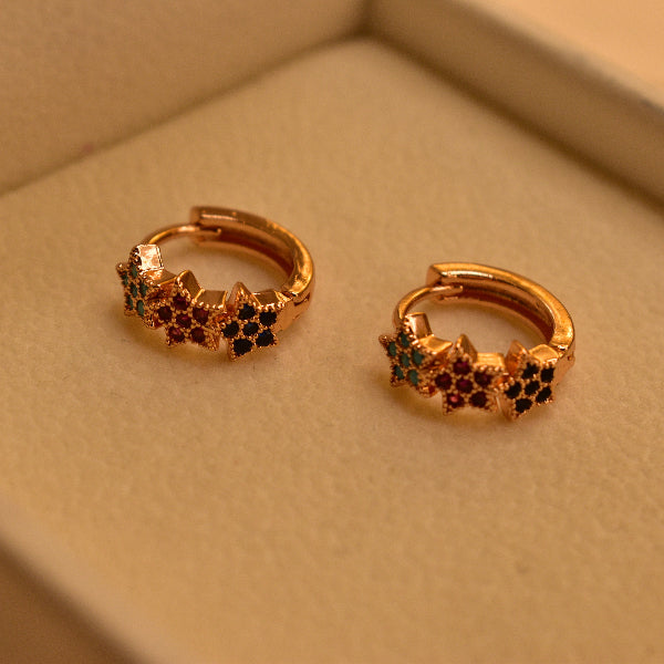Luminous Star Design Gold Plated Multi Stones Earrings For Girls/women