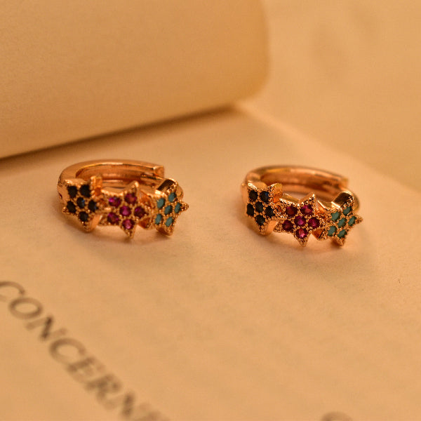 Luminous Star Design Gold Plated Multi Stones Earrings For Girls/women