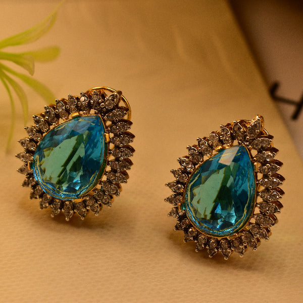 Charming Unique Design Gold Plated Real Stones Earrings For Girls/women