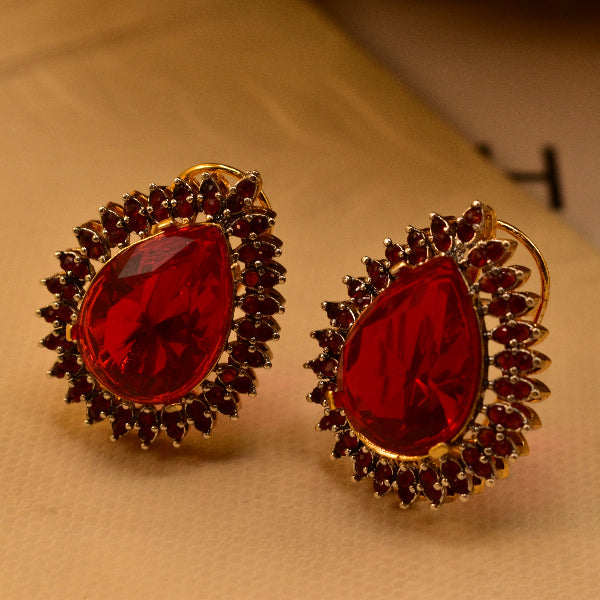 Charming Unique Design Gold Plated Real Stones Earrings For Girls/women