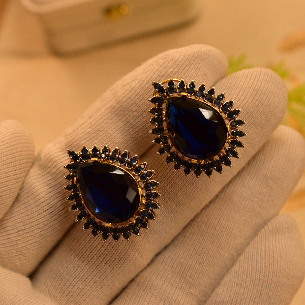 Charming Unique Design Gold Plated Real Stones Earrings For Girls/women