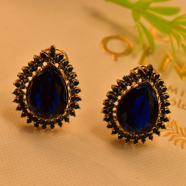 Charming Unique Design Gold Plated Real Stones Earrings For Girls/women