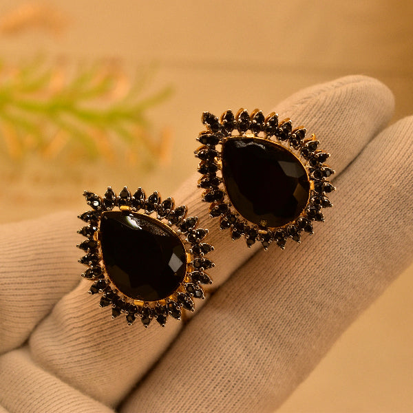 Charming Unique Design Gold Plated Real Stones Earrings For Girls/women