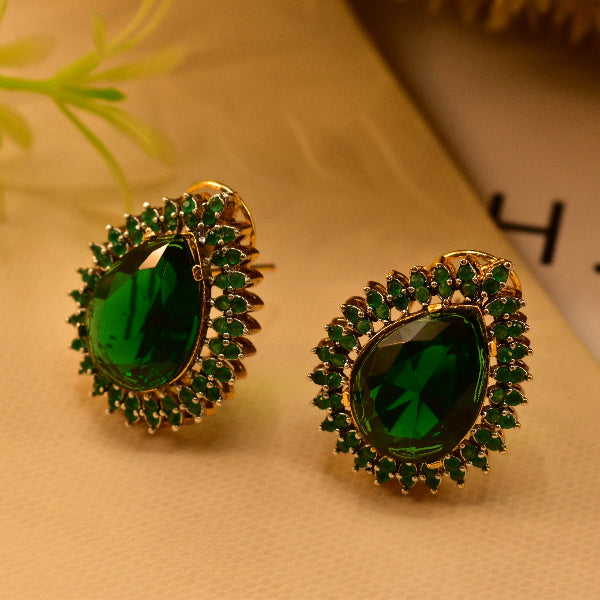 Charming Unique Design Gold Plated Real Stones Earrings For Girls/women