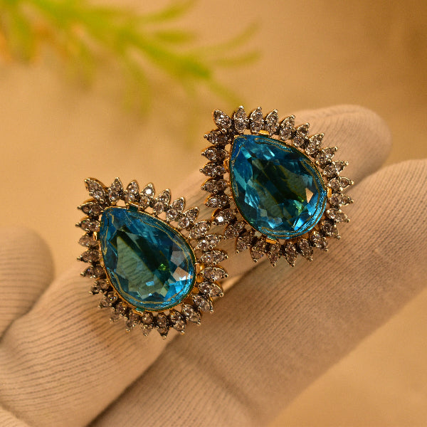 Charming Unique Design Gold Plated Real Stones Earrings For Girls/women